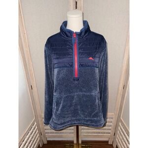 Tommy Bahama Mens Quarter Zip Pullover Sweater Fleece Quilted Blue Size Large